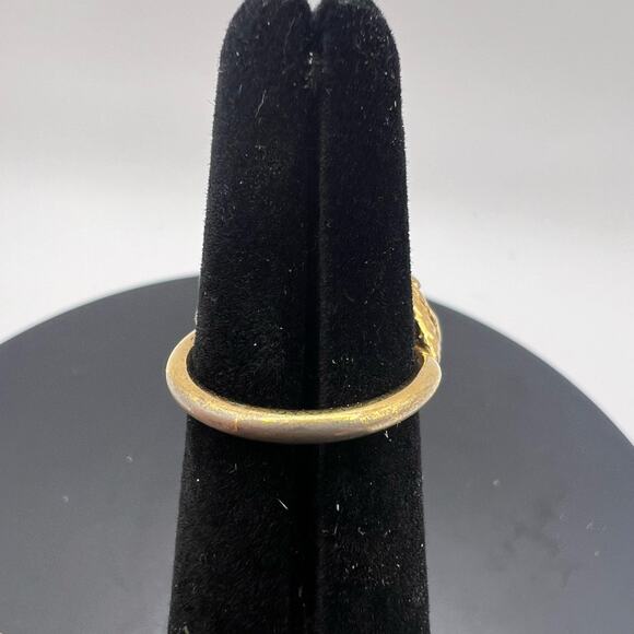 ART NOUVEAU-INSPIRED ORANGE CITRINE RING Gold Overlay Large Stone Size 5.5 Women - Picture 4 of 6